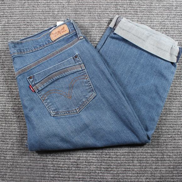 Levi’s Capris Womens 8 W29 L17 Blue Mid Rise Cuffed Cropped Denim - Picture 1 of 8